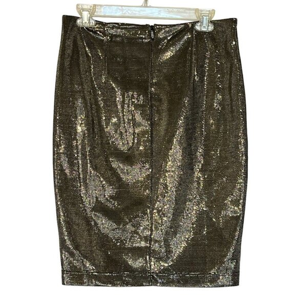 NEW XXI Gold Metallic Lurex Party Cocktail Pencil Skirt - Picture 3 of 7